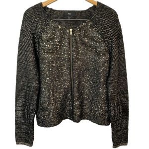 MOSSIMO Black & Metallic Gold Cropped Zip Jacket Sz XXL
